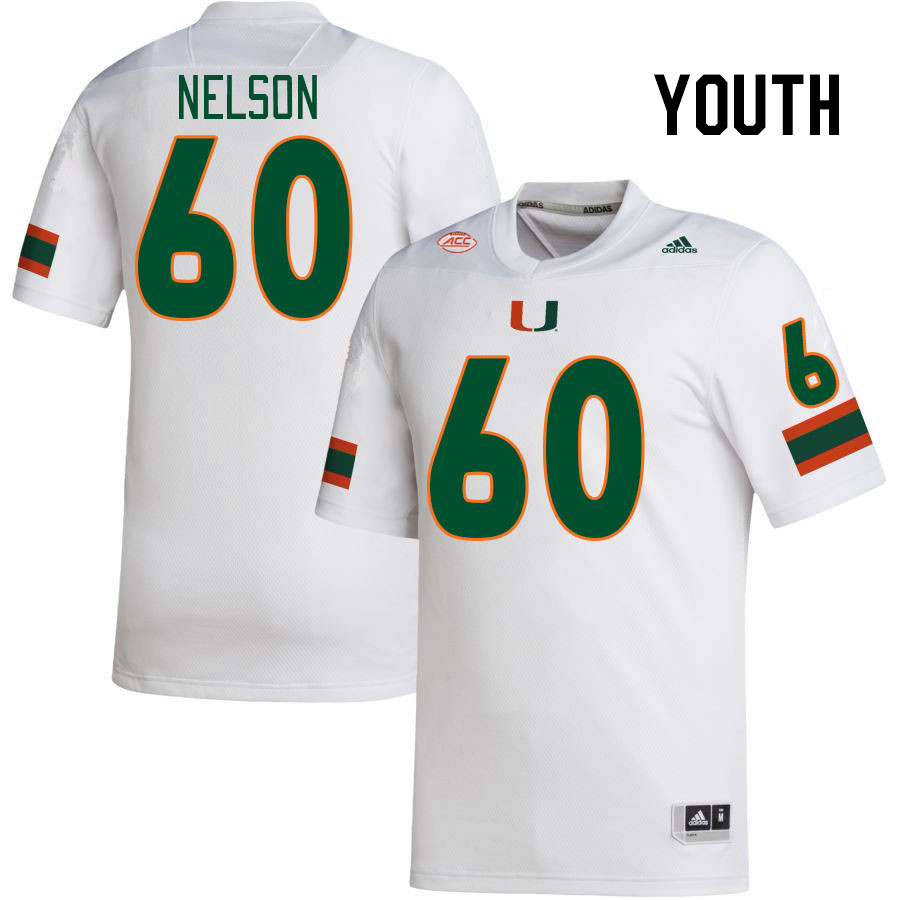 Youth #60 Zion Nelson Miami Hurricanes College Football Jerseys Stitched-White - Click Image to Close